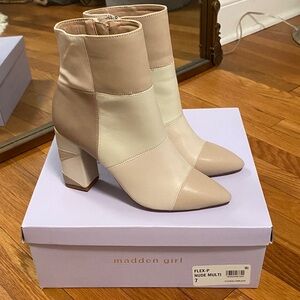 Madden Girl Cream and Tan Heeled Boots
